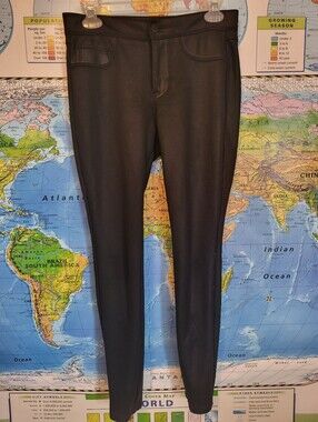 Express High Waisted Black Coated Skinny Jeans, Size 4